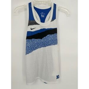 Nike Dri Fit Duke Blue Devils Tank‎ Top Athletic Racerback White Blue Size S